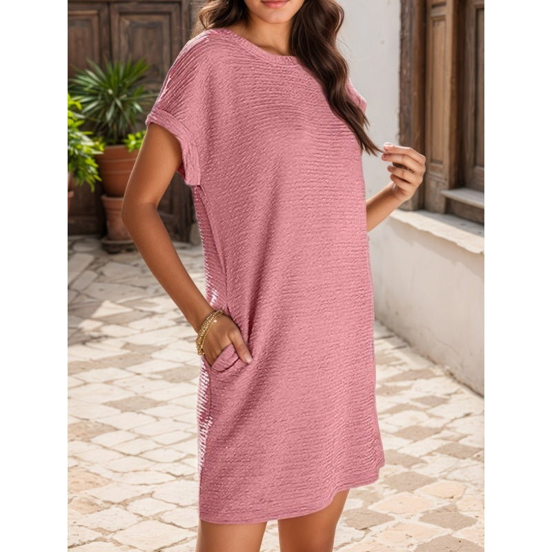 Modiva | Vestido holgado de mujer con mangas remangadas y bolsillos