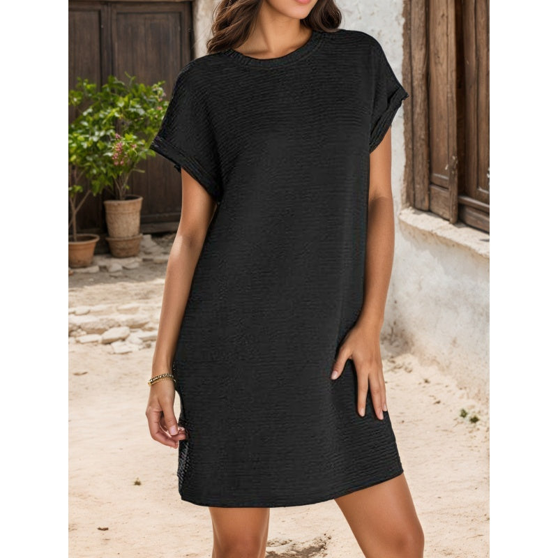 Modiva | Vestido holgado de mujer con mangas remangadas y bolsillos