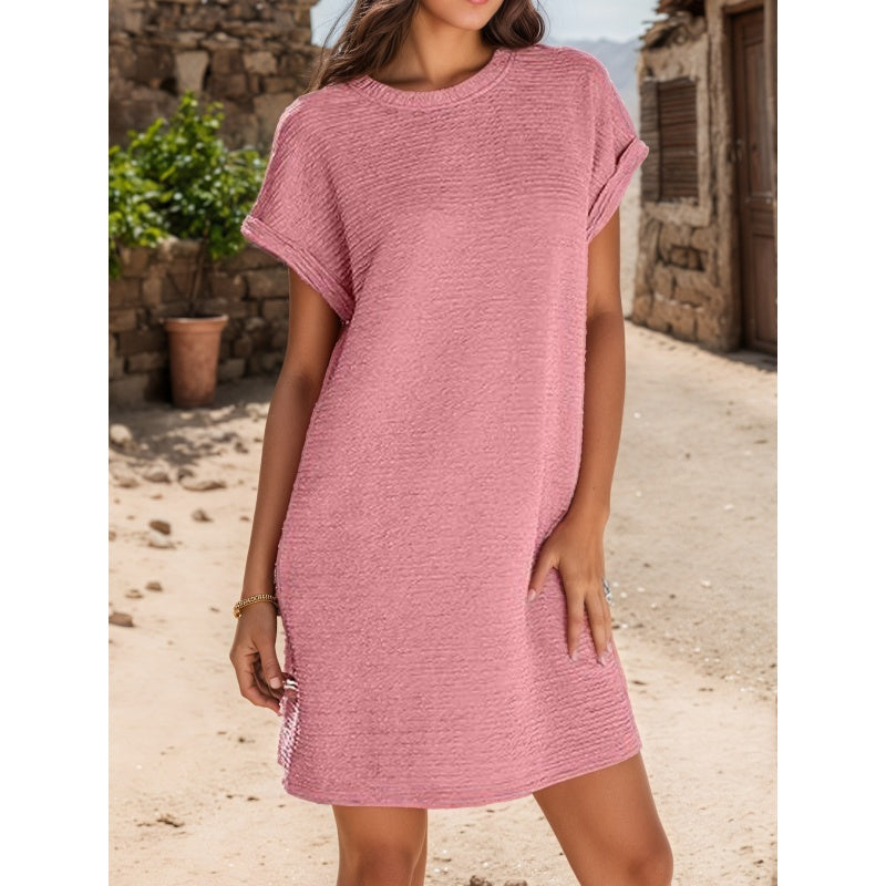 Modiva | Vestido holgado de mujer con mangas remangadas y bolsillos