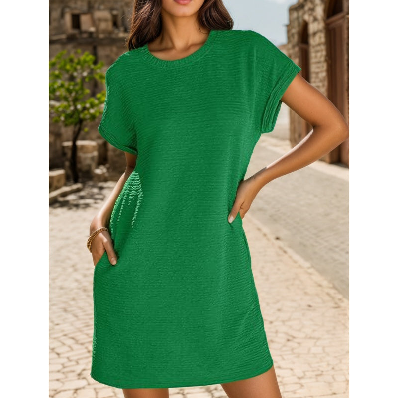 Modiva | Vestido holgado de mujer con mangas remangadas y bolsillos